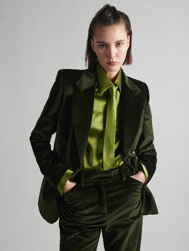 Commuter Jacket-Fitted green velvet jacket