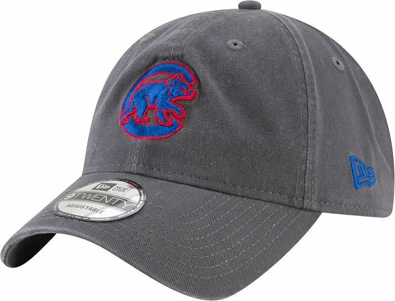 Visor Hat-Chicago Cubs New Era Graphite Team Core Classic  9TWENTY Adjustable Ha- Grey