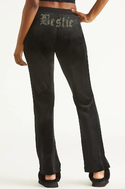 Comfortable Outdoor Pants-Bestie Big Bling Velour Track Pants