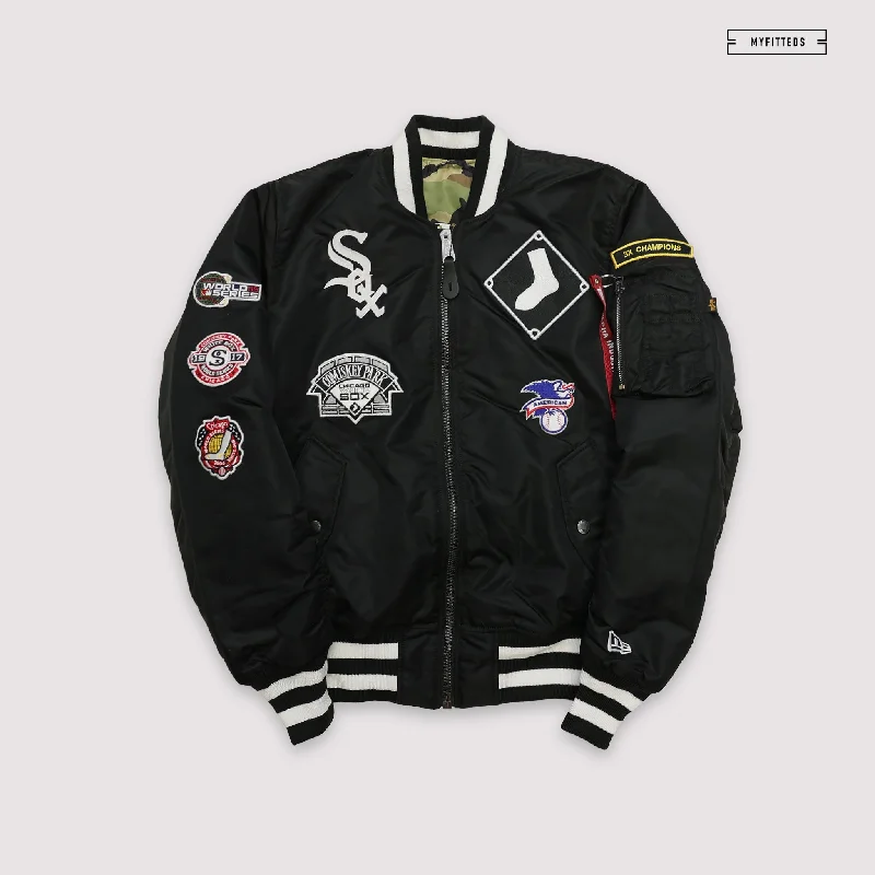 Classic Denim Jacket-NEW ERA X ALPHA INDUSTRIES CHICAGO WHITE SOX REVERSIBLE BOMBER JACKET