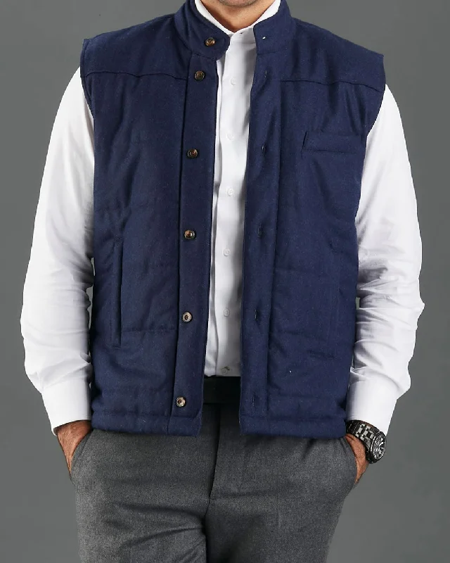 Breathable Jacket-VBC Navy Flannel Quilted Gilet / Vest