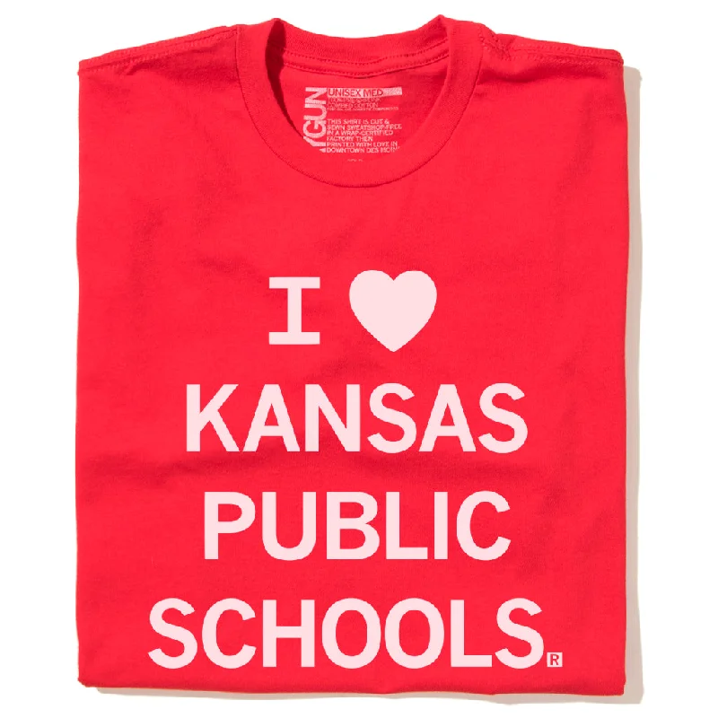 Unique Print T-shirt-I Heart Kansas Public Schools (R)