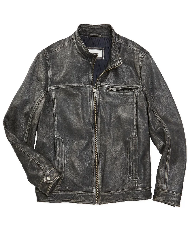 Zip Off Jacket-Antiqued Lambskin Leather Jacket