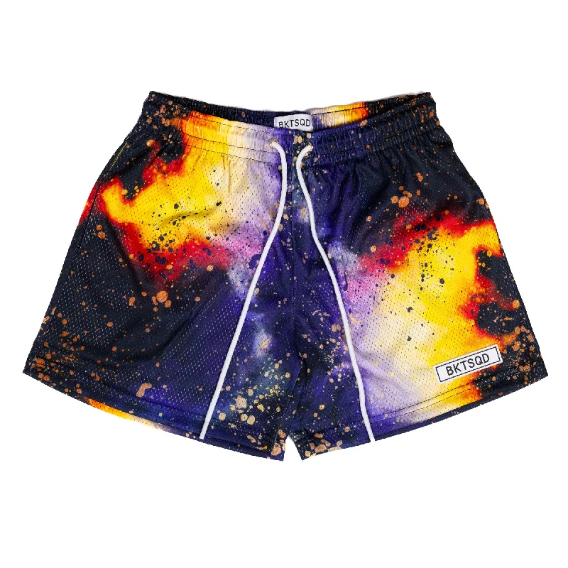 Activewear Shorts-GOLD GALAXY SHORTS