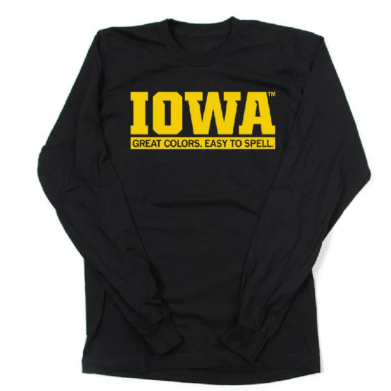 Holiday T-shirt-Iowa: Great Colors Easy To Spell Long Sleeve