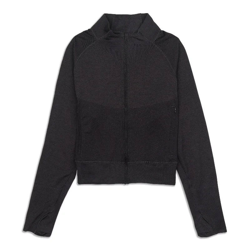 Athletic Jacket-Breathable Textured Knit Training Jacket