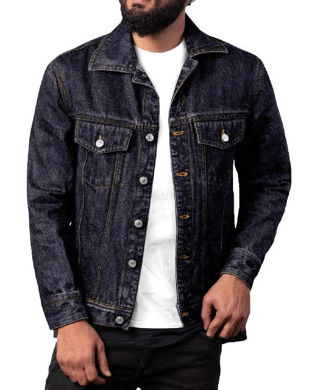 Winter Jacket-Denim Jacket in Raw Denim: Dark Blue