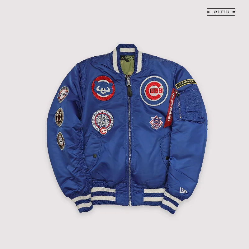 Cool Casual Jacket-NEW ERA X ALPHA INDUSTRIES CHICAGO CUBS REVERSIBLE BOMBER JACKET