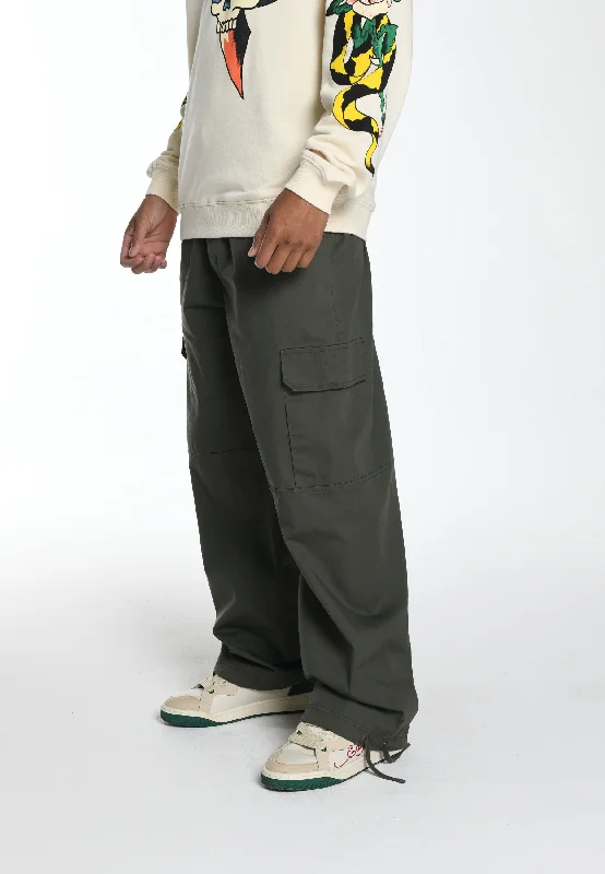 Casual Fitted Pants-Mens D-B-D Tonal Woven Cargo Trousers - Green