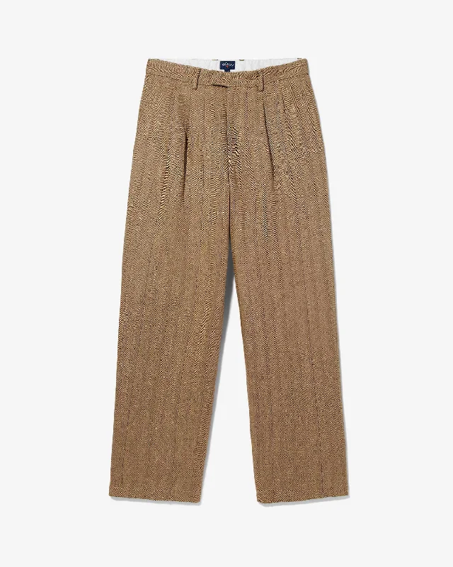 Stylish Pants-Linen Double-Pleat Suit Pant