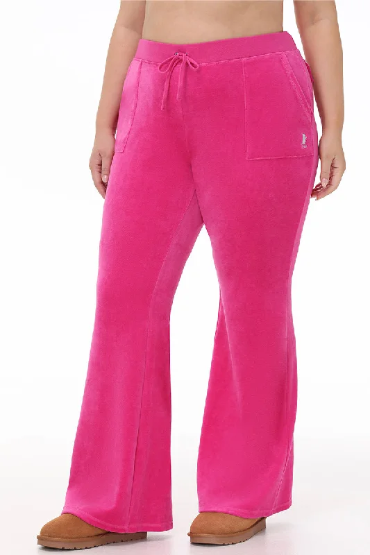 Custom Fit Pants-Plus-Size Hollywood Scottie Snap Pocket Velour Track Pants