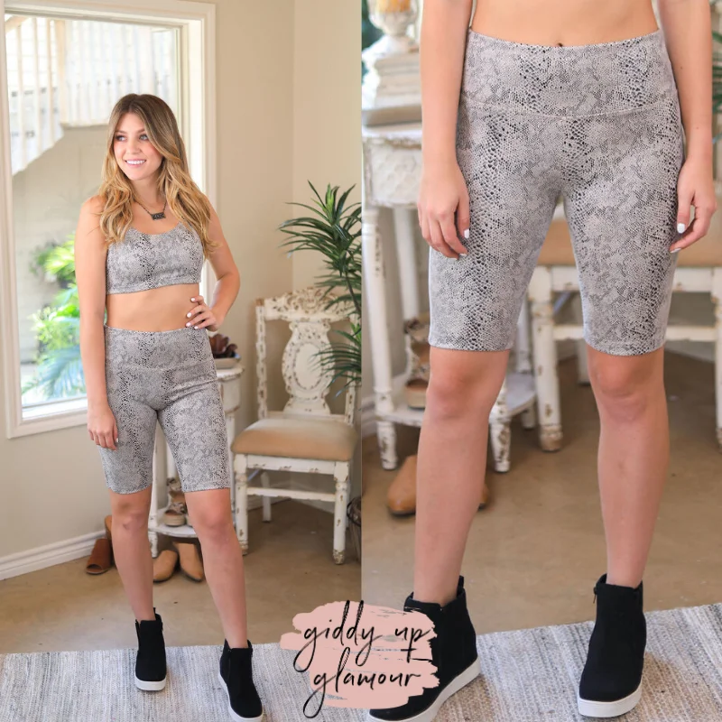 Hipster Shorts-Online Exclusive | Casual Friday Snakeskin Biker Shorts in Grey