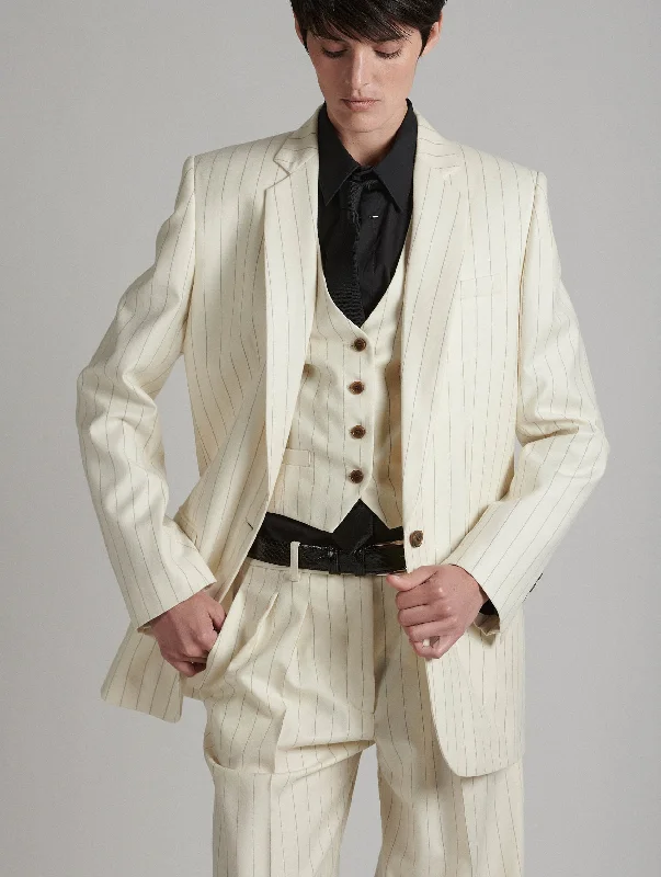 Functional Puffer Jacket-Off-white pinstriped flannel suit jacket