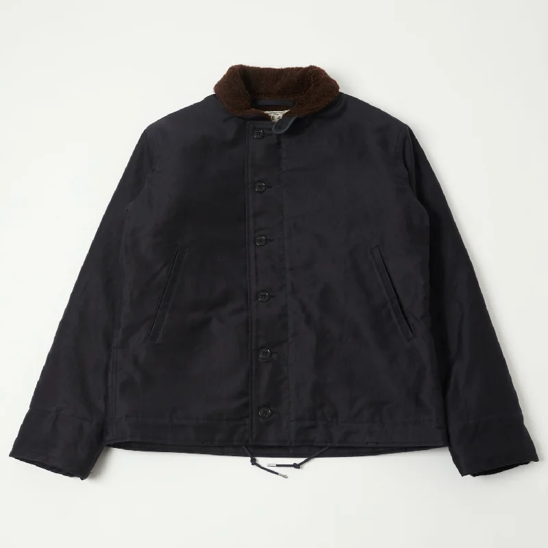 Relaxed Style Jacket-Buzz Rickson's Type N-1 Deck Jacket - Navy Demotex