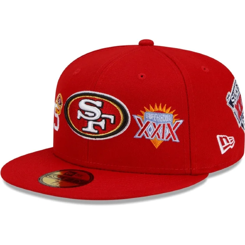 Protective Fishing Hat-San Francisco 49ers New Era 5x Super Bowl Champions Count The Rings 59FIFTY Fitted Hat - Scarlet