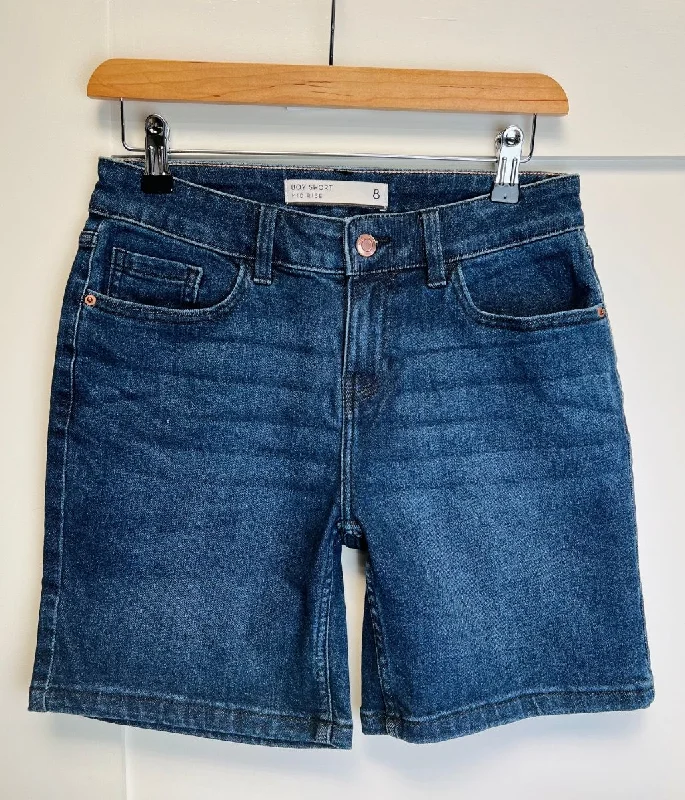 Running Style Shorts-Inky Blue Denim Mid Length Boy Shorts