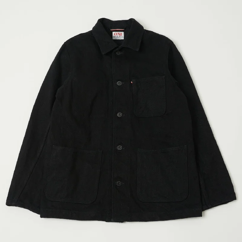 Cozy Jacket-ONI 03502ZR-BKBK 'Secret Denim' Coverall Jacket - Rinsed - Black