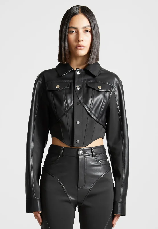 Tech Jacket-Leather Contour Jacket - Black