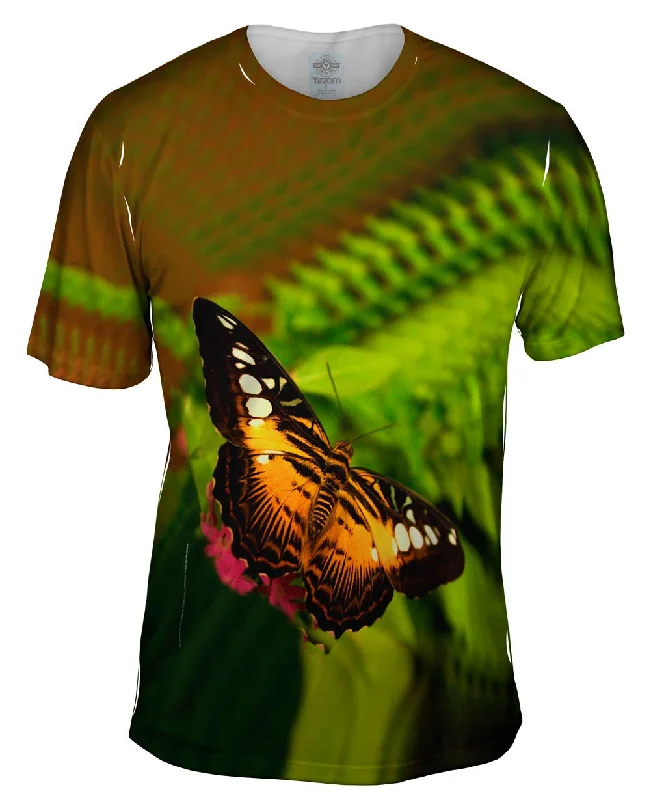 Printed Logo T-shirt-Colorful Dark Orange Butterfly