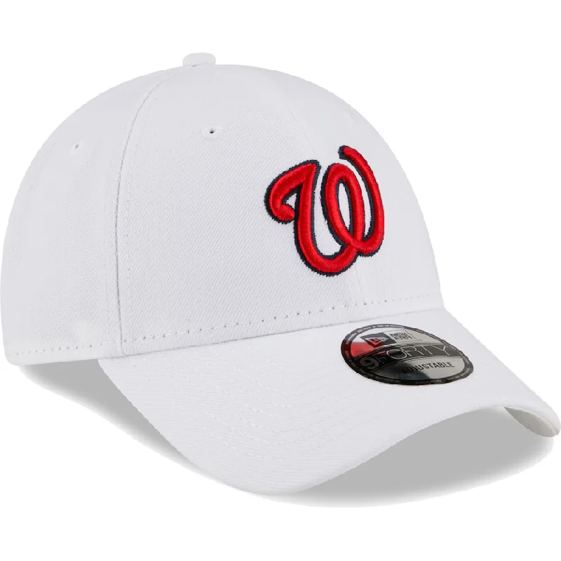 Summer Hat-Washington Nationals New Era Navy Core Classic Secondary 9TWENTY Adjustable Hat-White