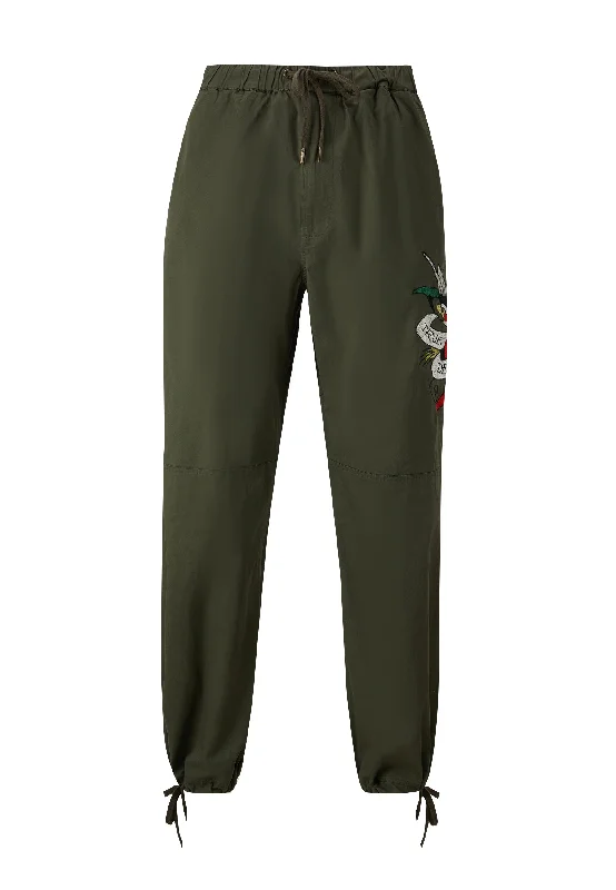 High-Waisted Denim Pants-Mens True-Till-Death-Eagle Woven Tech Trouser - Green