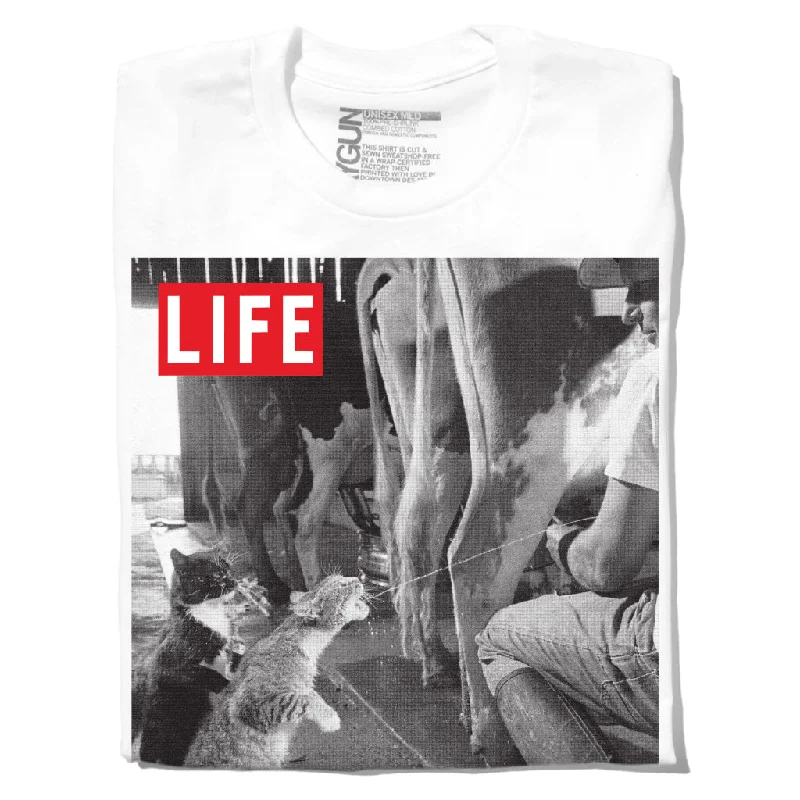 Funny T-shirt-LIFE Magazine: Cats Drinking Milk