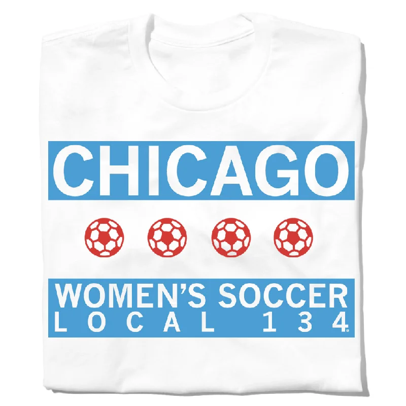 Travel T-shirt-Women's Soccer Chicago Flag