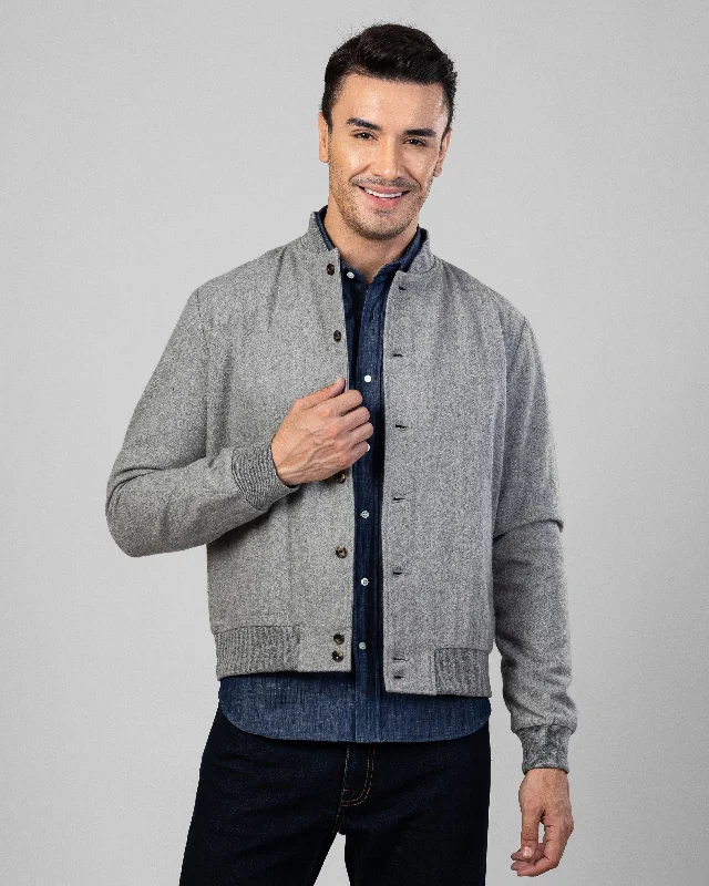 Hipster T-shirt-Grey Wool Flannel Shirt Jacket