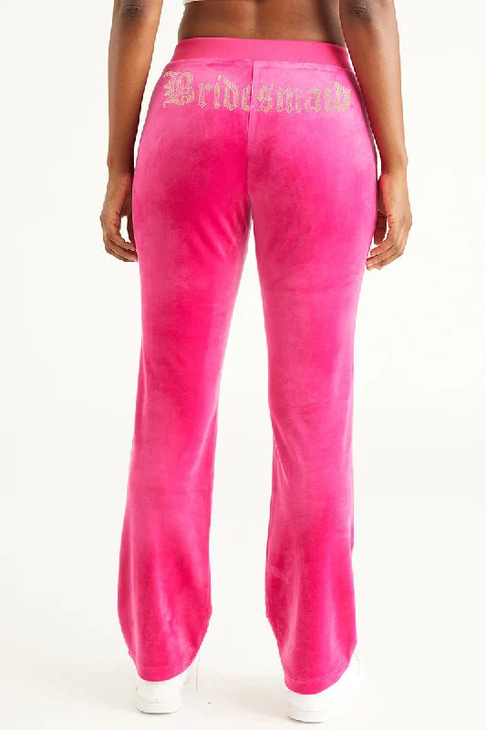 Slim Fit Work Pants-Bridesmaid Big Bling Velour Track Pants