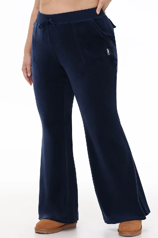 Street Style Pants-Plus-Size Hollywood Scottie Snap Pocket Cotton Velour Track Pants