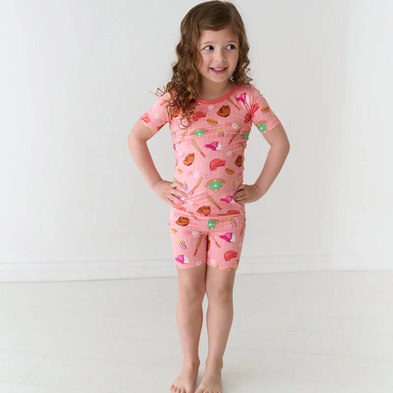 Custom Shorts-Pink All Stars Two-Piece Short Sleeve & Shorts Pajama Set