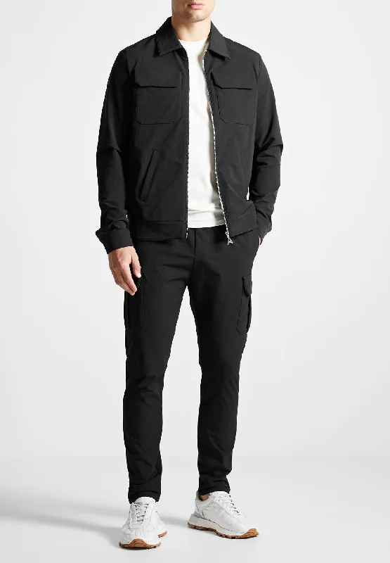 Windbreaker Jacket-Technical Cargo Jacket - Black