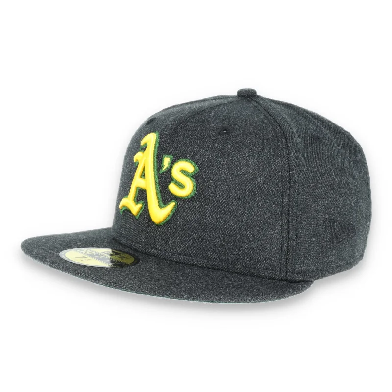 Visor Hat-New Era 59Fifty Oakland Athletics CAP -BLACK HEATHER GOLD/ DARK GREEN