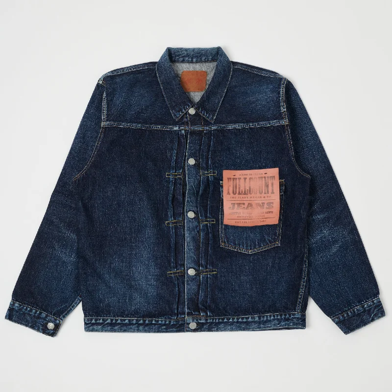 Softshell Jacket-Full Count 2980-2107 'Half Way There' Type I Denim Jacket - Washed