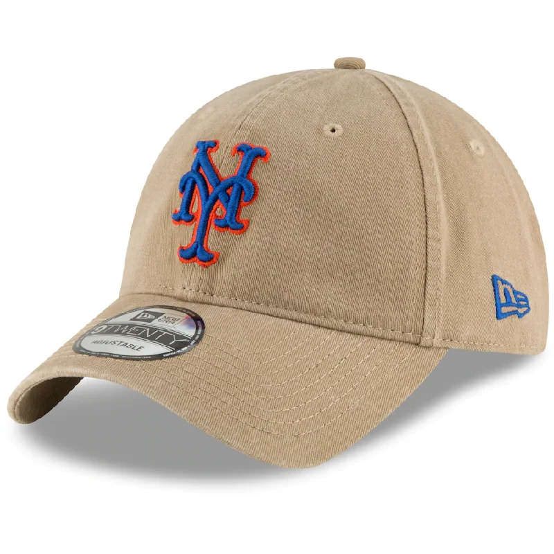 Sport Fan Hat-New York Mets New Era Khaki Core Classic Secondary 9TWENTY Adjustable Hat