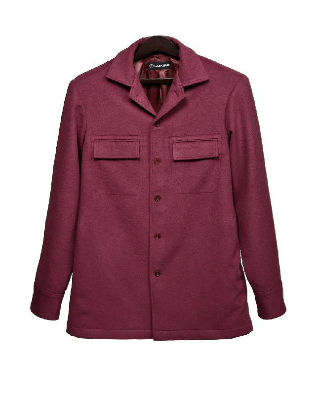 Minimalist Tee-Zegna Maroon Cashco Moleskin Shirt Jacket