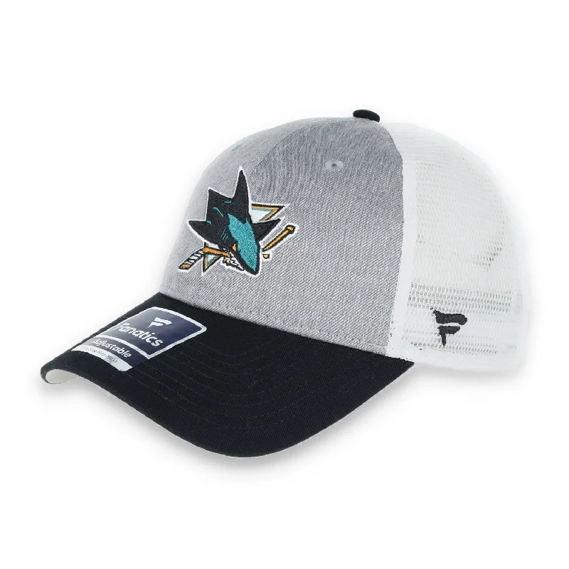 Stylish Visor-San Jose Sharks Fanatics Branded Trucker Snapback Hat-Stone Grey