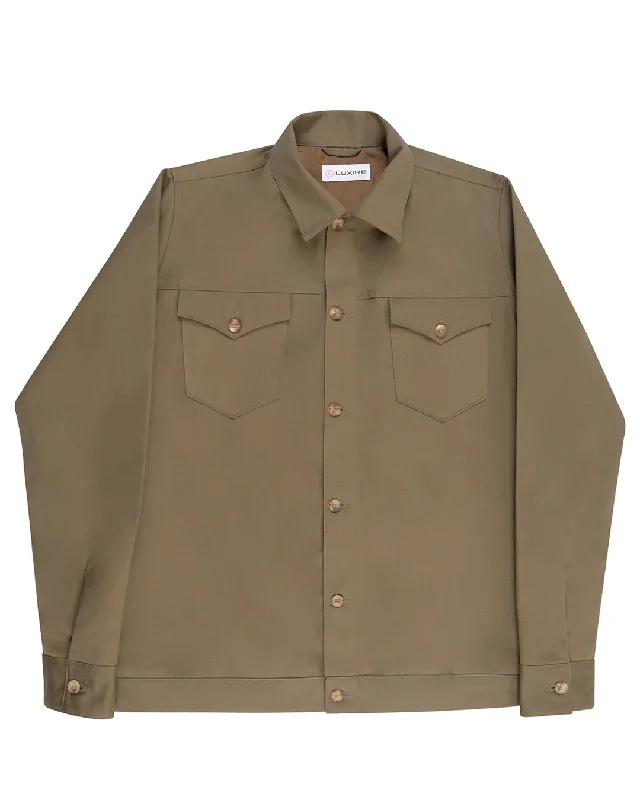 Parka Jacket-Drab Twill Shirt Jacket