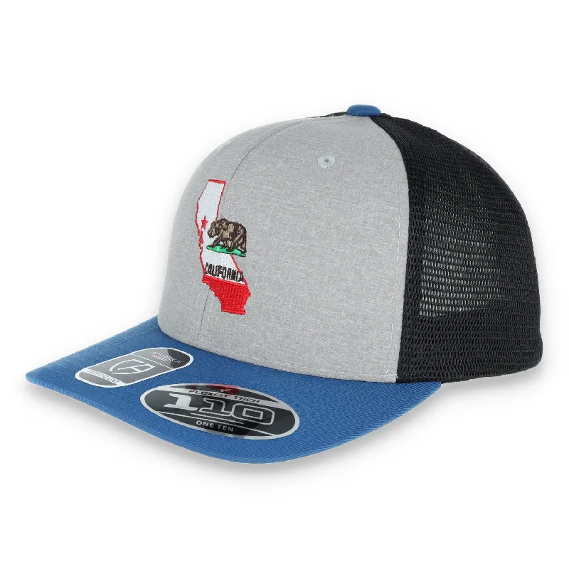 Sports Cap-THE COLISEUM CALIFORNIA STATE BEAR TRUCKER Flexfit® SNAPBACK Melange Mesh Back HAT-MELANGE/BLUE