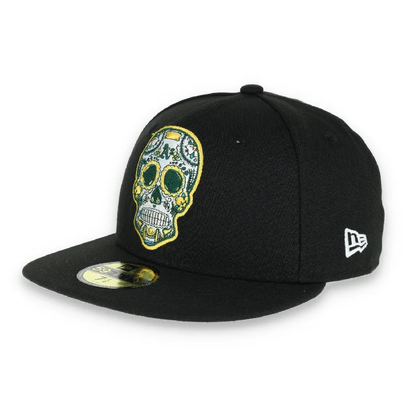 Beach Hat-New Era Oakland Athletics Sugar Skull 59FIFTY Hat- Black