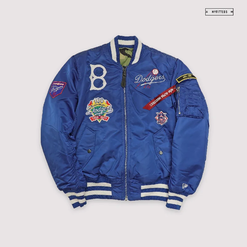 All-Weather Jacket-NEW ERA X ALPHA INDUSTRIES BROOKLYN DODGERS REVERSIBLE BOMBER JACKET