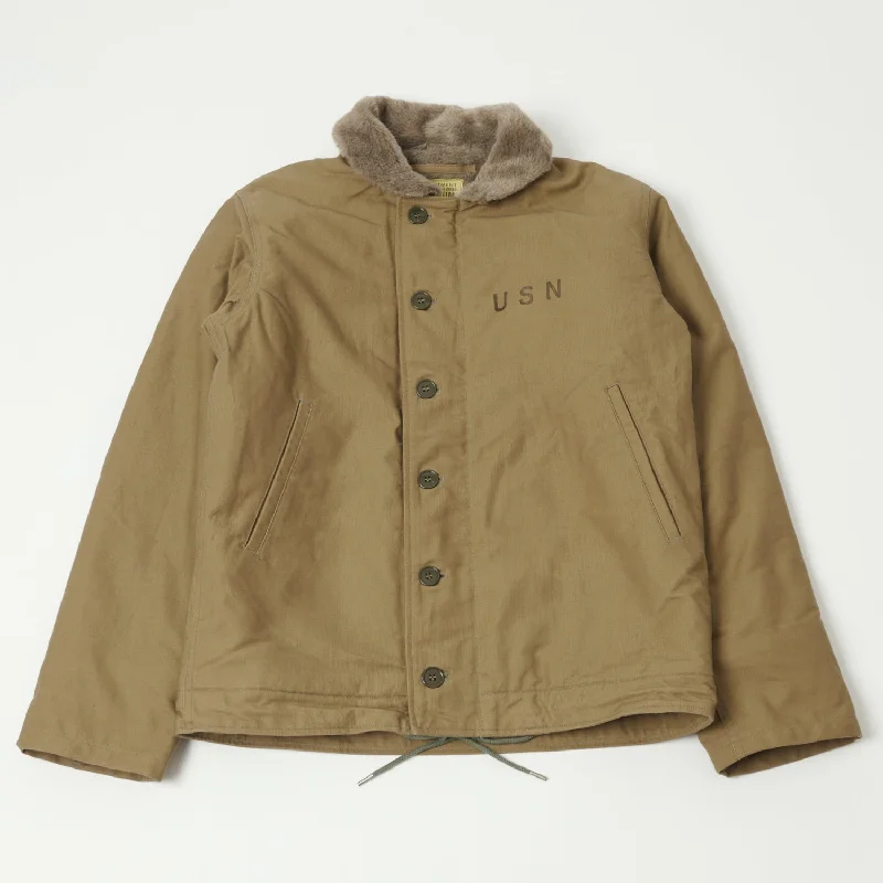 Vintage-Inspired Jacket-Buzz Rickson's Type N-1 Deck Jacket - Khaki