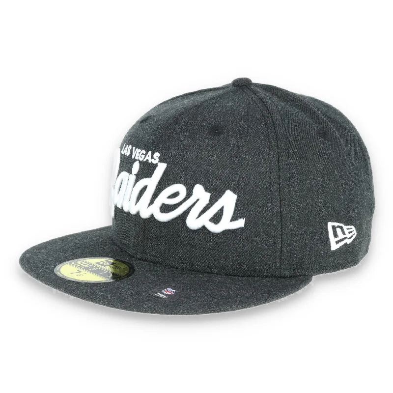 Customizable Snapback-LAS VEGAS RAIDERS NEW ERA script 59FIFTY FITTED- heather black