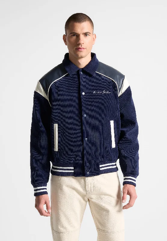 Everyday Jacket-Raglan Corduroy Eiffel Varsity Jacket - Navy