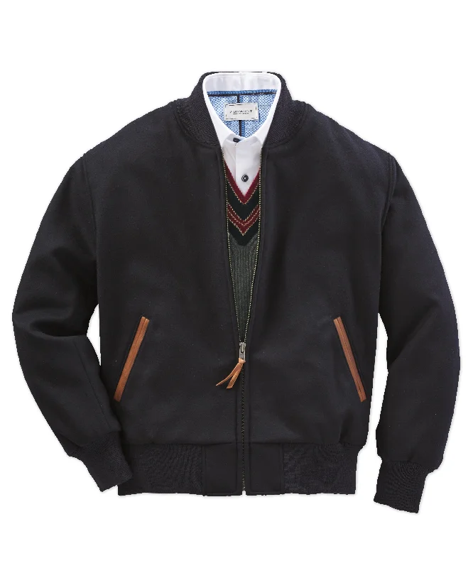 Soft Cotton Jacket-Golden Bear Jackson Navy Wool Varsity Jacket