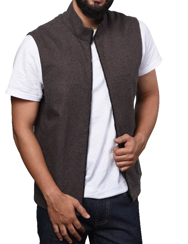 Customizable Jacket-Vest in Mohagany Brown Cotton Flannel