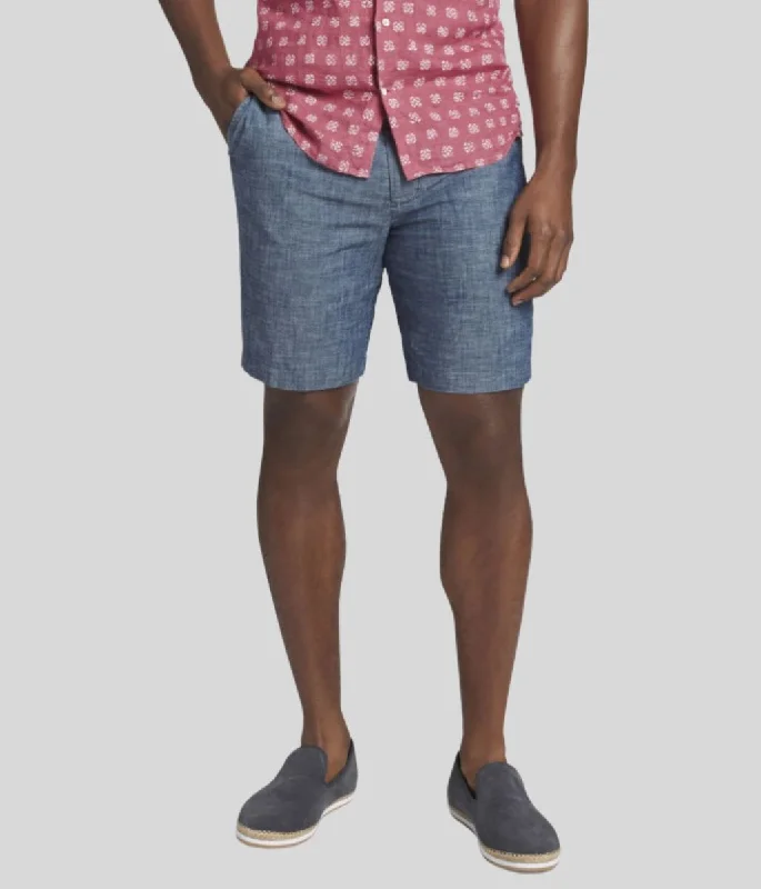 Zip Pocket Shorts-Mens Blue Cotton Shorts