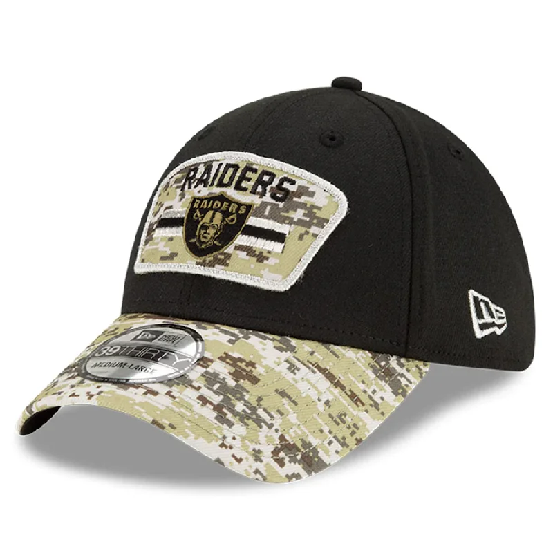 Boater Hat-Las Vegas Raiders New Era 2021 Salute To Service 39THIRTY Flex Hat - Black/Camo