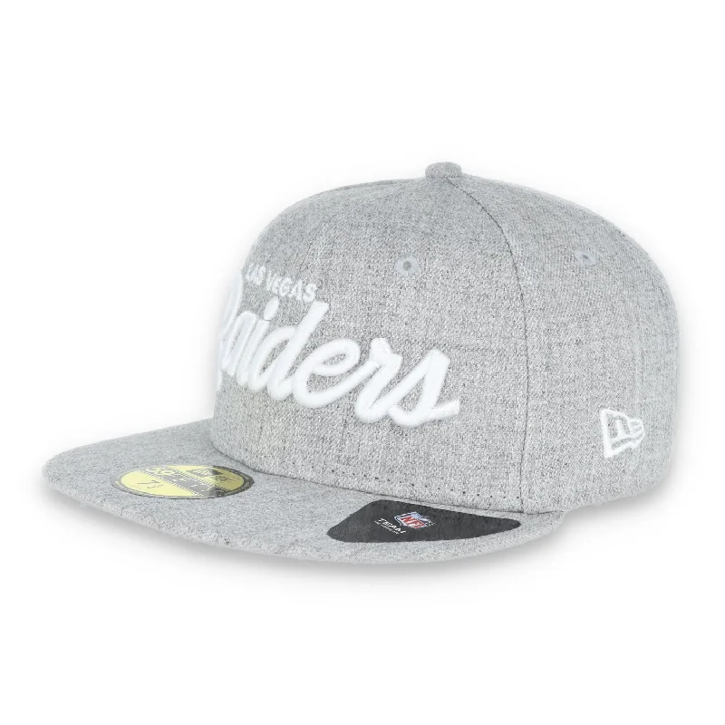 Fun Graphic Baseball Cap-Las Vegas Raiders New Era 59Fifty Fitted  Script-Gray Heather