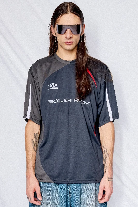 Comfortable Fit Tee-Black Boiler Room x Umbro Football Top